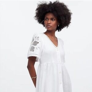NWT White Linen Eyelet Madewell Cassie Dress